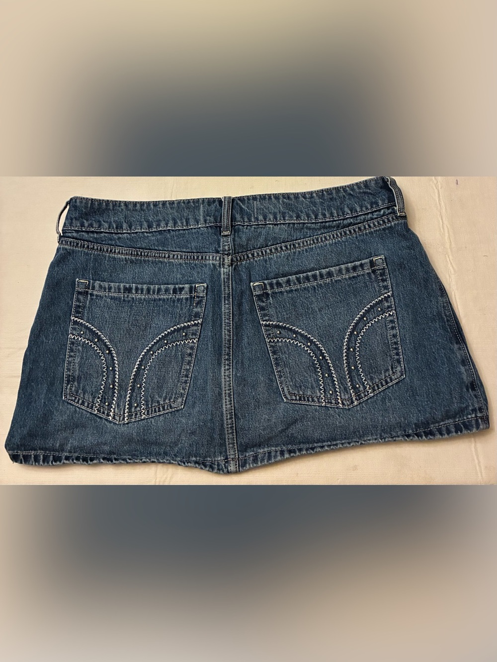 Hollister Mid-Blue Denim Mini Skirt with Dual Button Waist - Picture 4 of 10